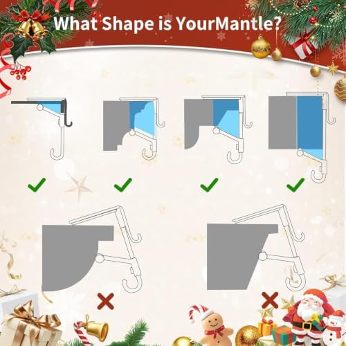 Garland Hangers for Mantle, 2026 New Fireplace Stocking and Garland Hanger, 2 in 1 Adjustable Christmas Garland and Stocking Hanger, fits 0.5" to 8.5" Mantles, Holds Up to 20 Lbs，Black：6pcs - Image 7