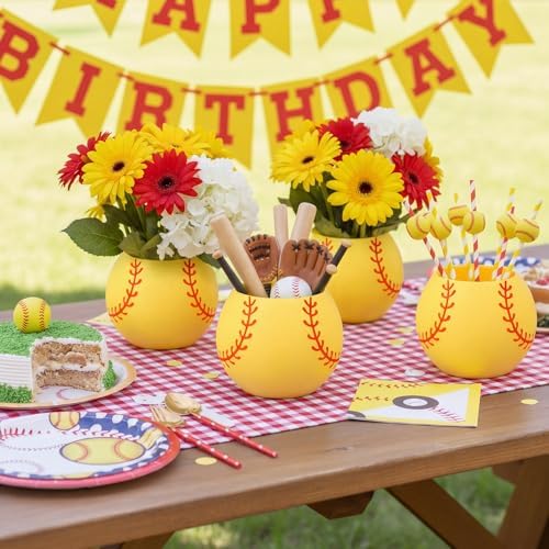 LemonRoad 4 Pcs Softball Centerpieces for Table, 7.09 x 7.09 x 5.71 Inches - Image 2