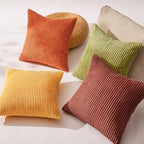 Topfinel Fall Burnt Orange Decorative Throw Pillows Covers 24x24 Inch Set of 4,Yellow Green Gradient Series Corduroy Striped Square Pillow Case,Western Modern Cushion Cover for Couch Sofa Bedroom - Image 6