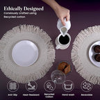 Fine Living 15 Inch Round Placemats Set of 6 with 6-Free Coasters,Ivory - Image 6