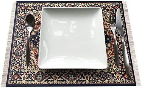 Set of 4 Rug Placemats – Miniature Oriental & Turkish Carpet Style Table Mats, Decorative Fabric Dinner Mats with Fringes, Washable, Rectangular 16x12 inch, Colorful Table Setting Accessories - Image 7