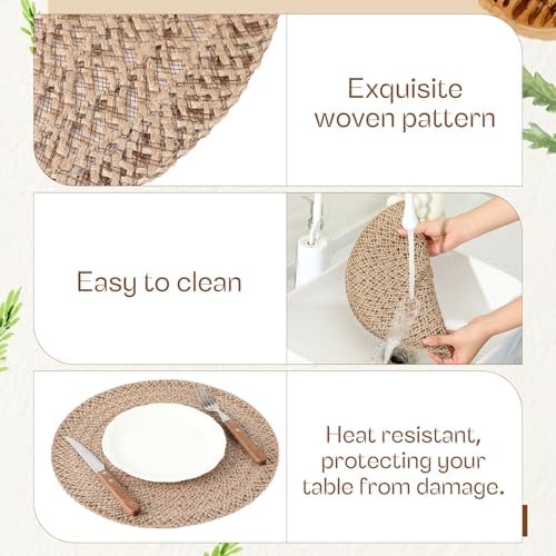 12 Pcs Jute Woven Placemats 13 Inches Boho Rustic Table Mats, Classic - Image 3