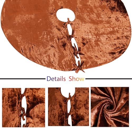 Sophia-Art Christmas Tree Skirt, Luxury Velvet Plush Skirt, Xmas Decoration Holiday Party Décor, Soft Velvet Home Décor Merry Christmas Party Christmas Tree Decorations (Brown,36 Inch) - Image 4