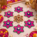 Dunzy 6 Pcs Diwali Rangoli Mat Varalakshmi Pooja Decoration, Purple Mandala by Dunzy