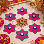 Dunzy 6 Pcs Diwali Rangoli Mat Varalakshmi Pooja Decoration, Purple Mandala by Dunzy
