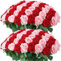 Auihiay 60PCS Artificial Roses, Pink and Red Roses, Velvet Silk Roses by Auihiay