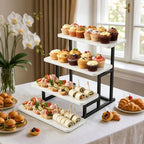 Cupcake Stand for 50 Cupcakes 4 Tiered Tray Stand for Food Cookie Wooden Dessert Display Risers for Party Wedding Buffet Stepped Risers Display Stands for Vendor Farmers Market Display, White - Image 3