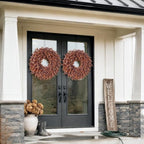 24" Lifelike Touch Fake Fall Eucalyptus Wreath for Front Door (Dark Orange) - Image 3