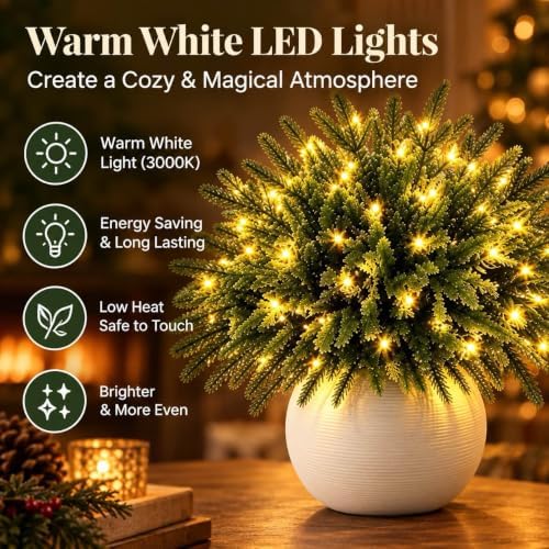 2027 New 10/12 Piece Set Twinkling Tree, Enchanted Evergreen Pine with Lights, Christmas Winter Tabletop Decorations for Mantel, Vase, Shelf & Holiday Home Décor (10) - Image 2