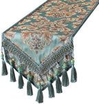 kilofly Elegant Floral Brocade Jacquard Table Runner Tassels (96 x 12 inches) by kilofly