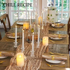 CHILL RECIPE Hurricane Glass Candle Holders-Set of 6 Tall Taper Candle Holder with 14” Tall Clear Cylinder Covers for Wedding Table Centerpiece Home Decor (Diamond Base+Clear Chimney) - Image 4