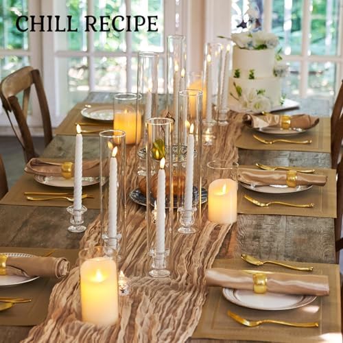 CHILL RECIPE Hurricane Glass Candle Holders-Set of 6 Tall Taper Candle Holder with 14” Tall Clear Cylinder Covers for Wedding Table Centerpiece Home Decor (Diamond Base+Clear Chimney) - Image 4