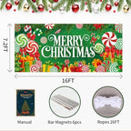 Christmas Garage Door Cover 7x16FT: Garage Merry Christmas Decorations with Bar Magnets & Ropes, Holiday Garage Door Banner Decorative Xmas for Indoor Outdoor with Installation Instructions - Image 3