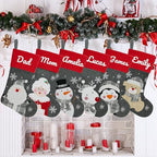 Set of 6, 18" Dia Personalized Gray Christmas Stockings with Embroidery Names, with Holders,Quality Thick Fleece Material Stockings for Family Décor(Set of 6-A) - Image 5