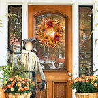 Olalaka 24” Fall Wreaths for Front Door, Outdoor Autumn Wreath with Sunflowers, Leaves, Berries and Bumpkins for Thanksgiving Halloween & Harvest Decor, Fall Garland Decoractions for Home - Image 4