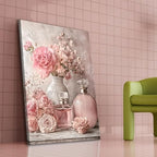 Pink Floral Canvas Wall Art Rose Flowers Plant painting Decor Picture Perfume Botanical Posters Prints for Living Room Dressing Preppy Apartment Valentine's Day Bedroom Corridor Home Decoration - Image 5