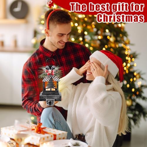 Therwen 2 Pcs Christmas Stocking Holders Lantern, LED, Xmas Tree, Black - Image 4
