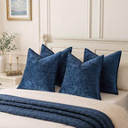 a moment Throw Pillow Covers 24X24 Inch 4 Packs,Soft Velvet Decorative Pillow Cases with 3D Ice Flower,Texture Modern Accent Cushion Covers for Sofa Couch Home Decor Navy Blue - Image 7