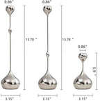 Vintage Decor Elegant Silver Teardrop Candle Holders Set 3 Piece - Image 2