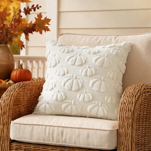 MIULEE Fall Pumpkin Throw Pillow Covers Cream White 20x20 Set of 2 - Image 5