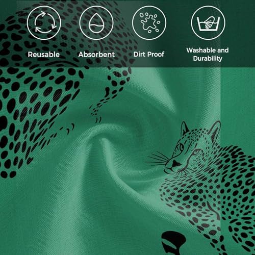 Leopard Prints Cloth Napkins Set of 6, Holiday Napkins for Baby Shower, Retro Middle Century Animals Texture Green Washable Reusable Dinner Napkin for Cocktail Wedding Party, 20 x 20 Inch - Image 6