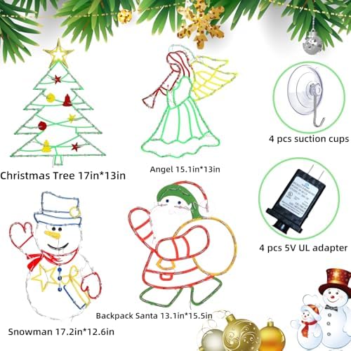 TRWYMZ Christmas Decorations - 16" Christmas Window Silhouette Lights - Image 2