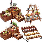 Willinglong 8 Pack Wood Risers for Buffet Table Dessert Table Display Set by Willinglong