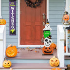 Glitzhome 36'H Wooden Halloween Stacked Ghost Frankenstein Skull Pumpkin Porch Decor, Farmhouse Yard Sign Rustic Style Porch Sign with Wood Base for Home Party Decor - Image 3