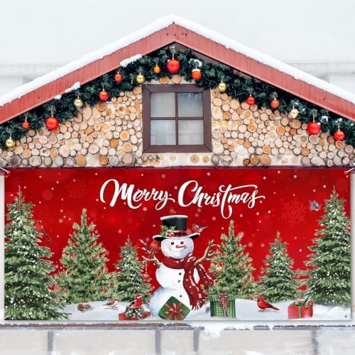 WovWeave Snowman Garage Door Cover Banner, 7 x 16 ft - Image 4