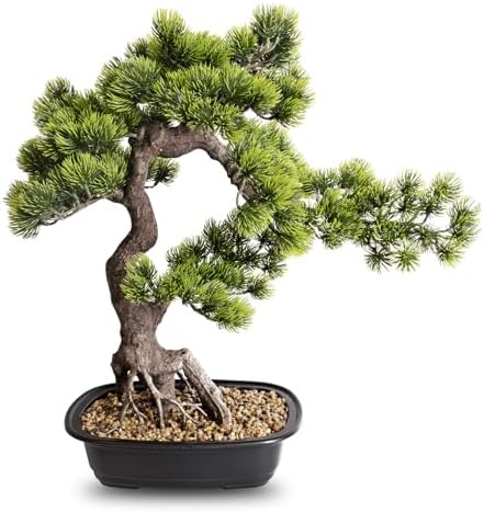 Artificial Bonsai Plant, Large Faux Juniper Plants 20 inch, Faux Potted Pine Plants Indoor Decor for Office Desk Home Table, Greenery Desktop Bonsai Tree for Room Decorations, Tall 20" by Berdkaba