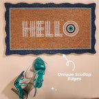 Folkulture Hello Door Mat Outdoor, Front Doormat Outside Entrance - 16"x28" - Image 2
