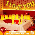 6000+PCS Rose Petals and Candles Set for Romantic Decorations Special Night - I Love You Letters Balloon and 8 Luminary Bags 6000 Rose Petals 48 Heart Candles for Anniversary Valentines Day Proposal - Image 3