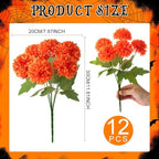 Tigeen 12 Pcs Day of the Dead Marigold Flowers, Orange - Image 2