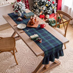Remagr 3 Pcs Christmas Tartan Plaid Ruffle Table Runner 13"x90", Blue Green - Image 4