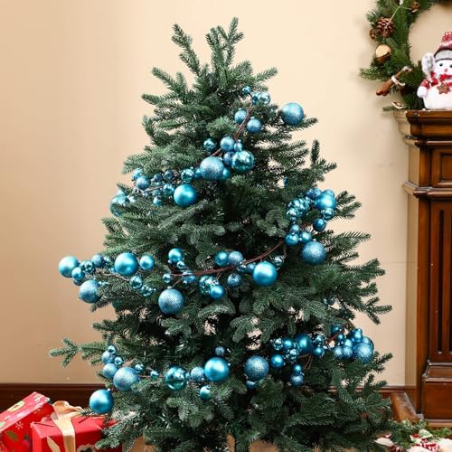 2 Pcs 6 ft Christmas Ball Ornament Garland, Lake Blue - Image 3