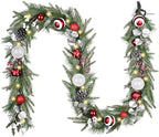 Valery Madelyn 6 Ft Christmas Garland with Lights for Mantle Red White by ValeryMadelyn