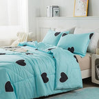 Caressma Blue Comforter Set King Size Black Heart 3pcs with Pillowsham - Image 5