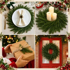 Christmas Round Placemat Set of 6 Artificial Norfolk Wreath Charger - Image 4