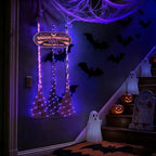 Halloween Broom Parking Sign with 3 Witch Brooms, Purple Lights - Image 3