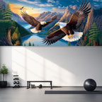 13x6 ft Soaring Eagles Garage Door Banner- Flying Bald Eagles Mountain Landscape Backdrop, Hanging Garage Decorations - for 4th of July Patriotic Holiday Party Background, Outdoor Wall Sign Decor - Image 5