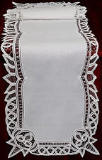 Creative Linens White Battenburg Lace Table Runner 16x70 Inch Dresser Scarf by Creative+Linens