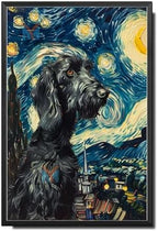 Metal Sign Vintage Tin Sign Afghan Hound Starry Night Elegant Canine in A Whimsical Sky for Home Decor Art Studios and New Year's Celebrations Rustproof Aluminum 6×8 Inches with Metal Frame by YmyooForTinSign