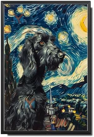 Metal Sign Vintage Tin Sign Afghan Hound Starry Night Elegant Canine in A Whimsical Sky for Home Decor Art Studios and New Year's Celebrations Rustproof Aluminum 8×12 Inches with Metal Frame by YmyooForTinSign