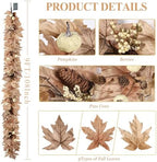 9 FT Lighted Fall Garland with Lights Autumn Automatic ON/Off Timer - Image 4