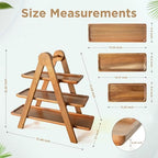 MAJURI 3 Tier Wooden Serving Tray, Halloween Serving Tray, Set of 2 Tongs Free, Tiered Serving Trays for Party, Picnic, Your Perfect Elevated Charcuterie Stand and for 3 Tiered Dessert Stand Lovers - Image 4