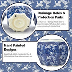 Galt International White & Blue Crane Round Fluted Floral Porcelain Ceramic Plant Flower Planter Pot Set of 3 (7.5", 10", 13") Garden Pots Chinese Asian Design - Image 4