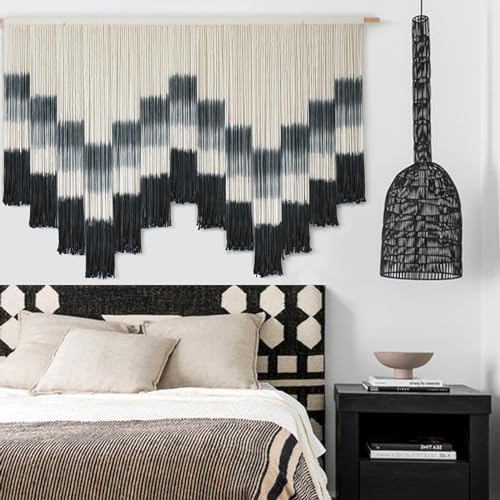 Macrame Wall Hanging Hand Dyed Yarn Wall Art Geometric Decor 57"W*35"L - Image 3