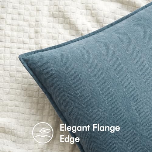 MIULEE Pack of 2 Dusty Blue Euro Shams Chenille Pillow Covers 24x24 Inch - Image 2