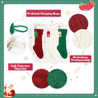 Christmas Stockings with Name Tags, Green Burgundy White, 6 Pcs - Image 4