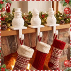 3 Pack Christmas Terracotta Snowman Stocking Holders for Mantel, Ceramic - Image 6